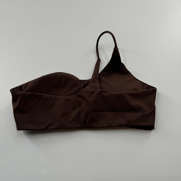 Asymmetrical One-Shoulder Workout Sports Bras – 2 Pack, White & Brown - Picture 5 of 6